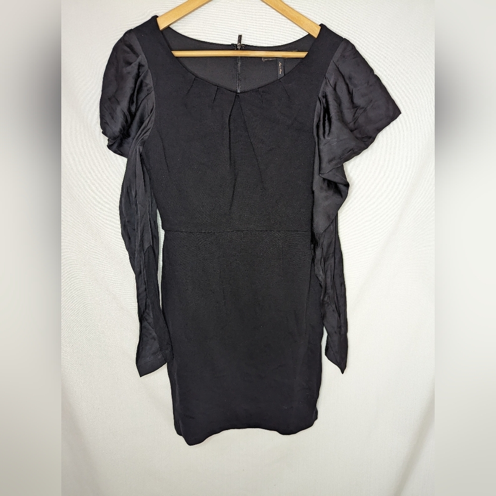 Bcbgmaxazria Puff Sleeve Long Satin Sleeve Sheath Dress Black Size 8 Witchy